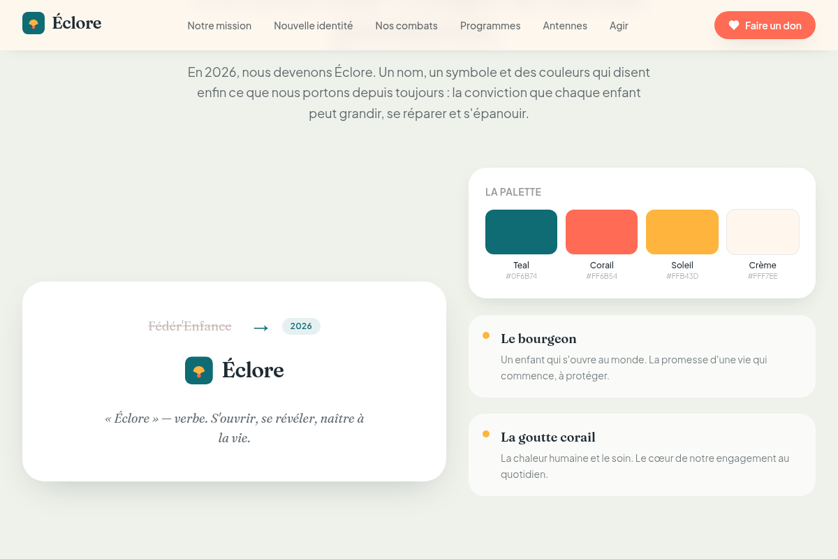 La nouvelle identité : nom, palette et symbole