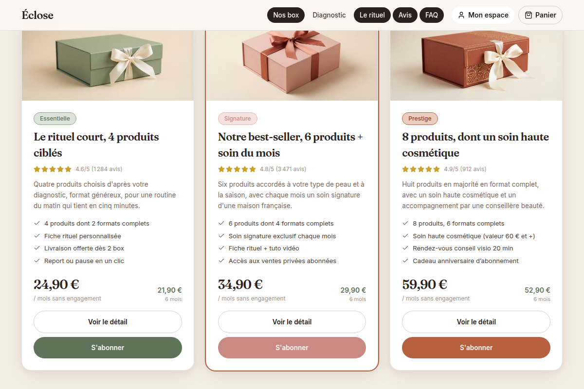 Comparatif des 3 formules d'abonnement