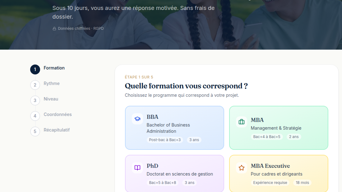 Candidature guidée en 5 étapes