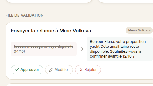 Validation humaine des actions IA