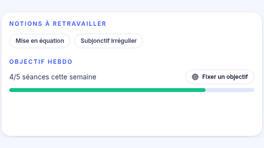 Objectif hebdomadaire pour maintenir l'engagement