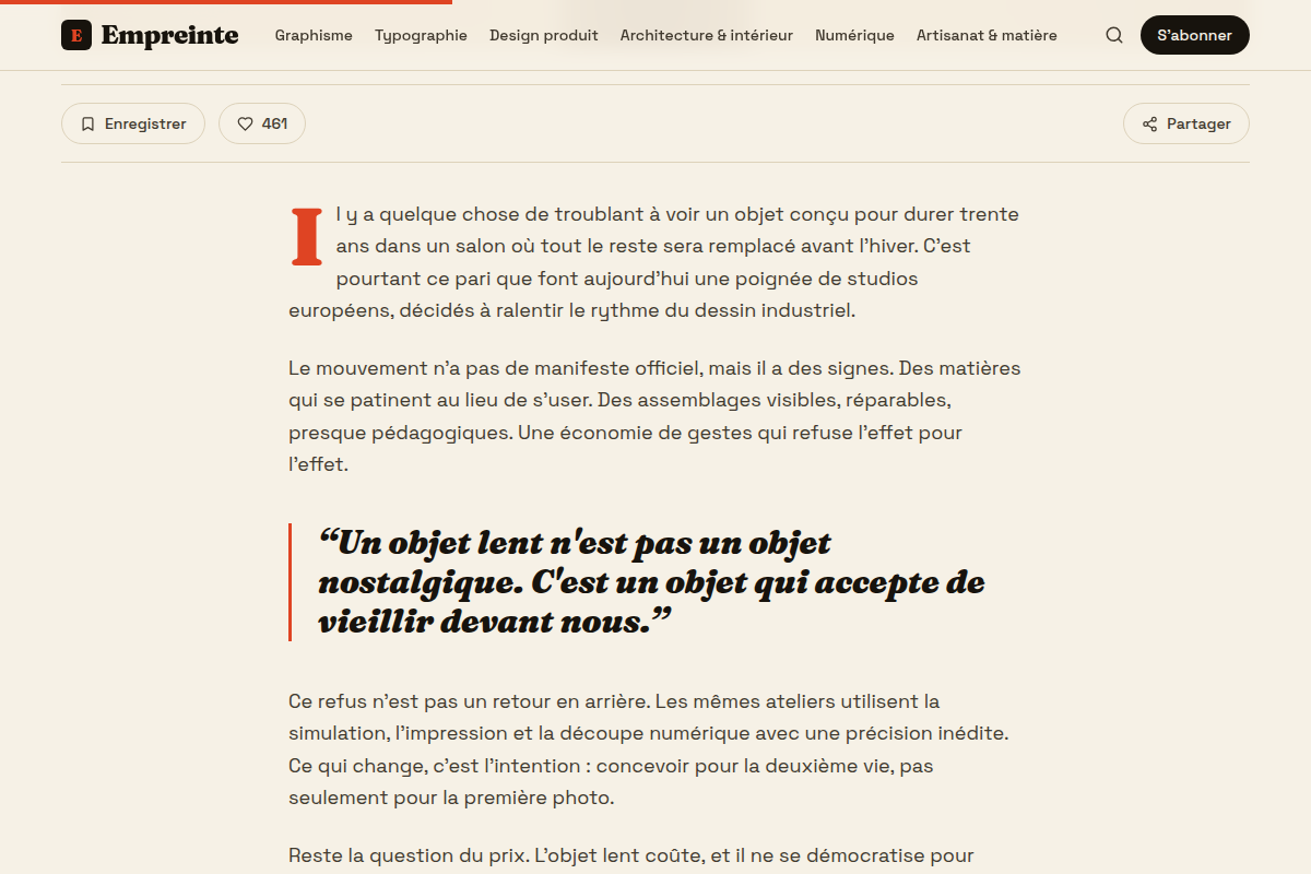 Article — corps de lecture et citation mise en avant