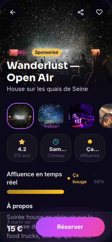Fiche événement : infos, avis et réservation