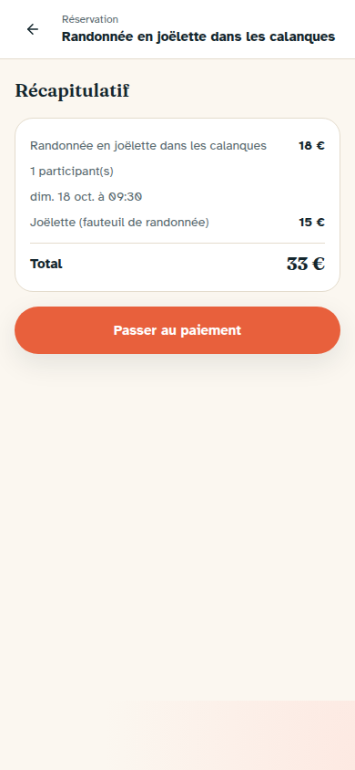 Récapitulatif avant paiement