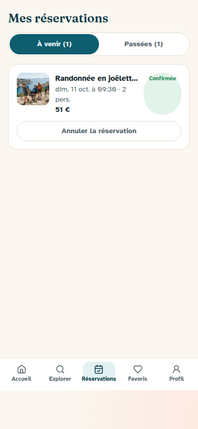 Mes réservations à venir et passées