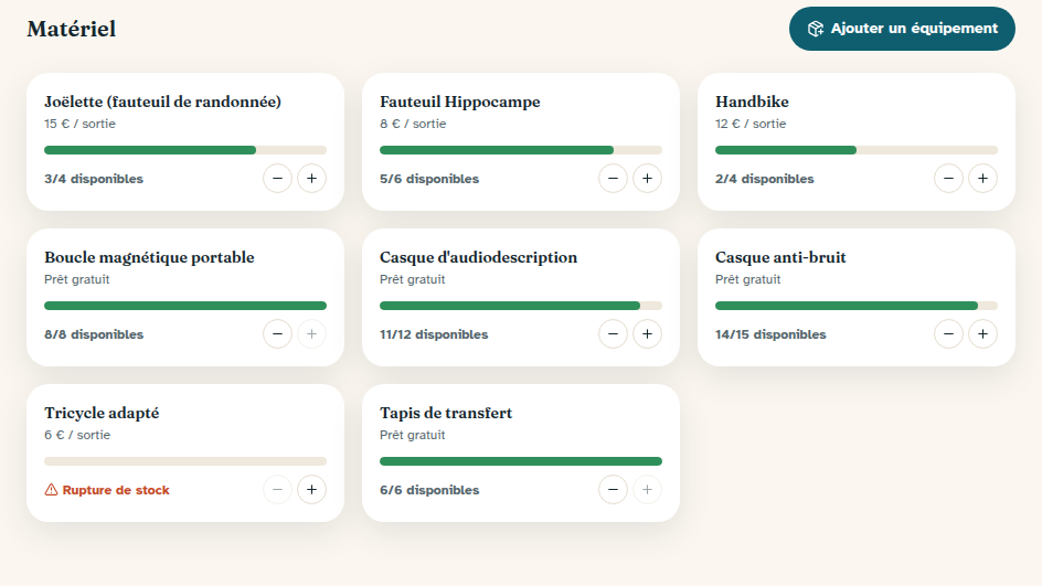 Stock de matériel en temps réel