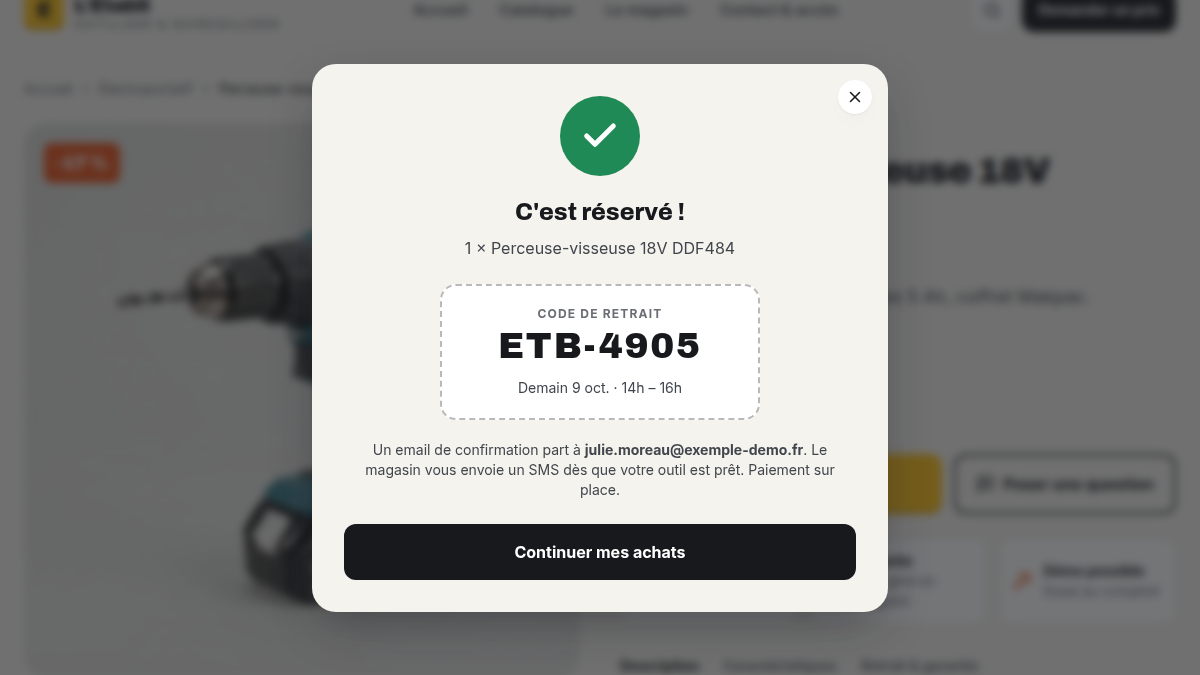 Réserver sans payer en ligne