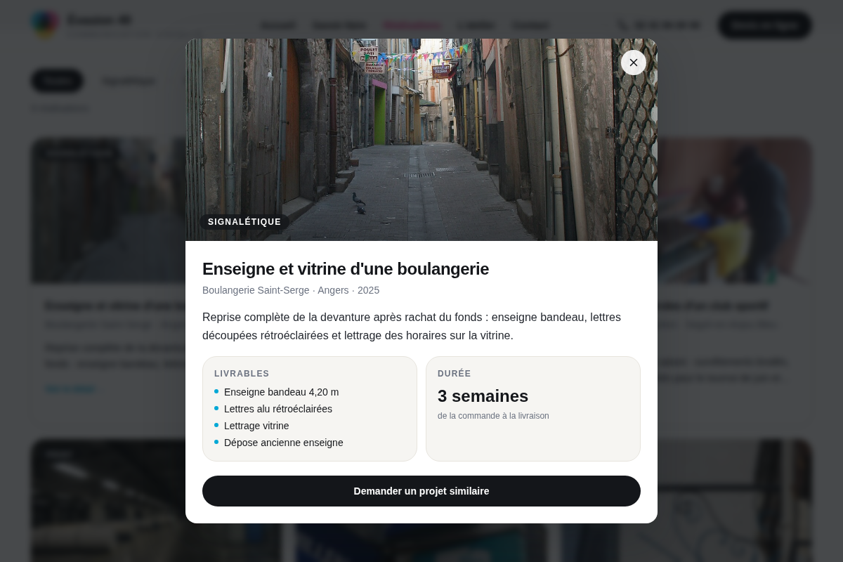 Détail d'une réalisation : livrables et délai