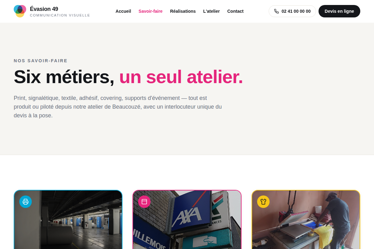 Les six savoir-faire de l'atelier