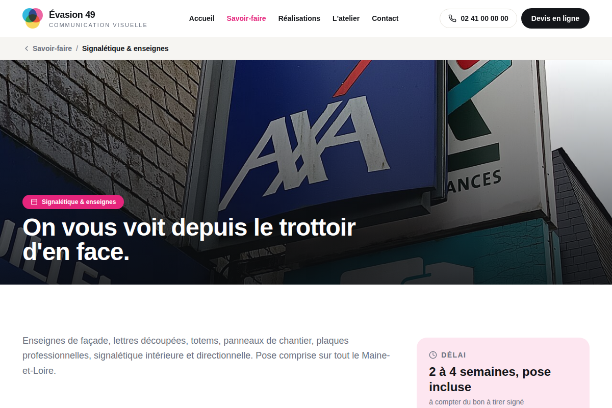 Fiche détaillée : signalétique & enseignes