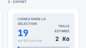 Volume connu avant l'export