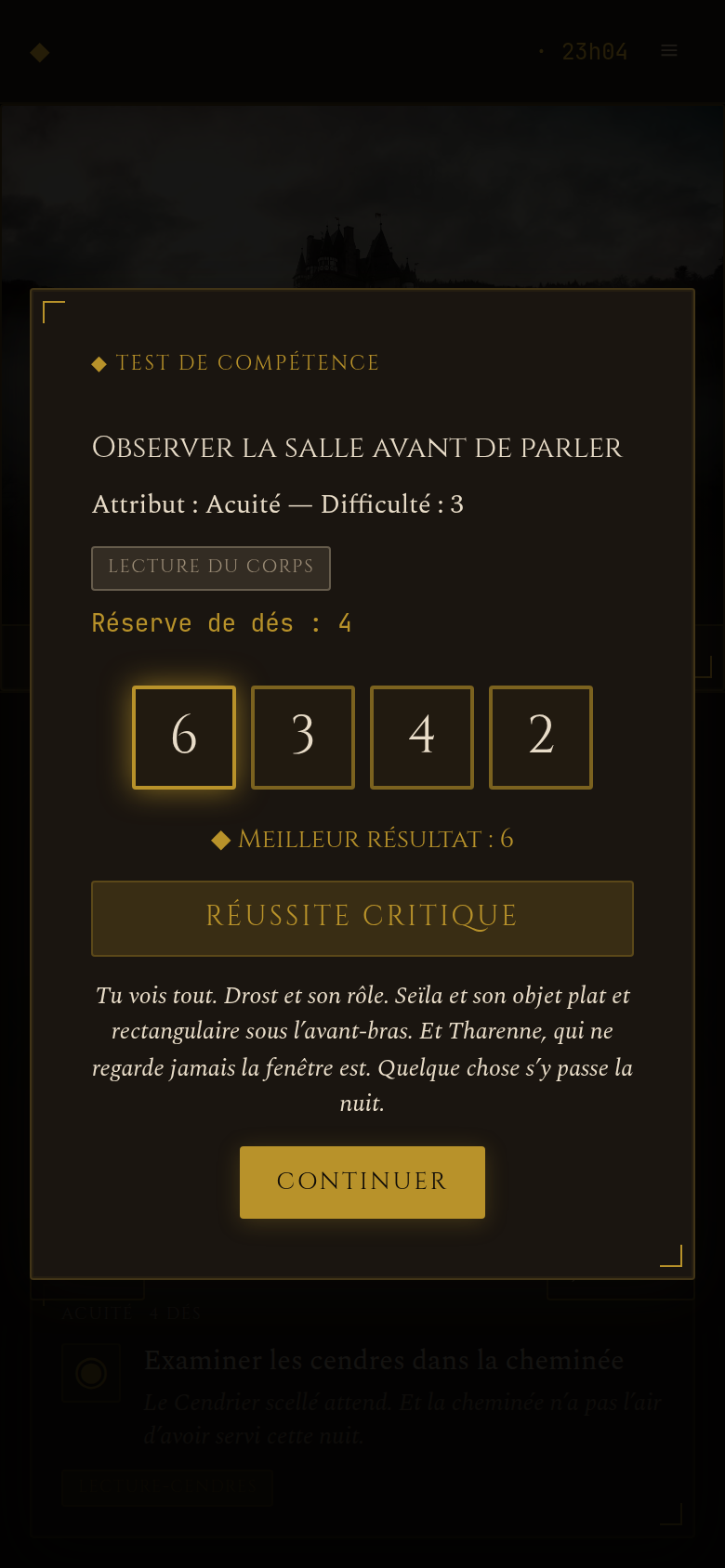 Jet de dé à résultat nuancé