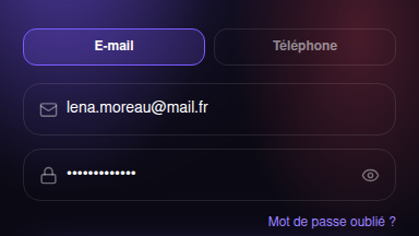 Connexion pré-remplie pour tester en 2 clics