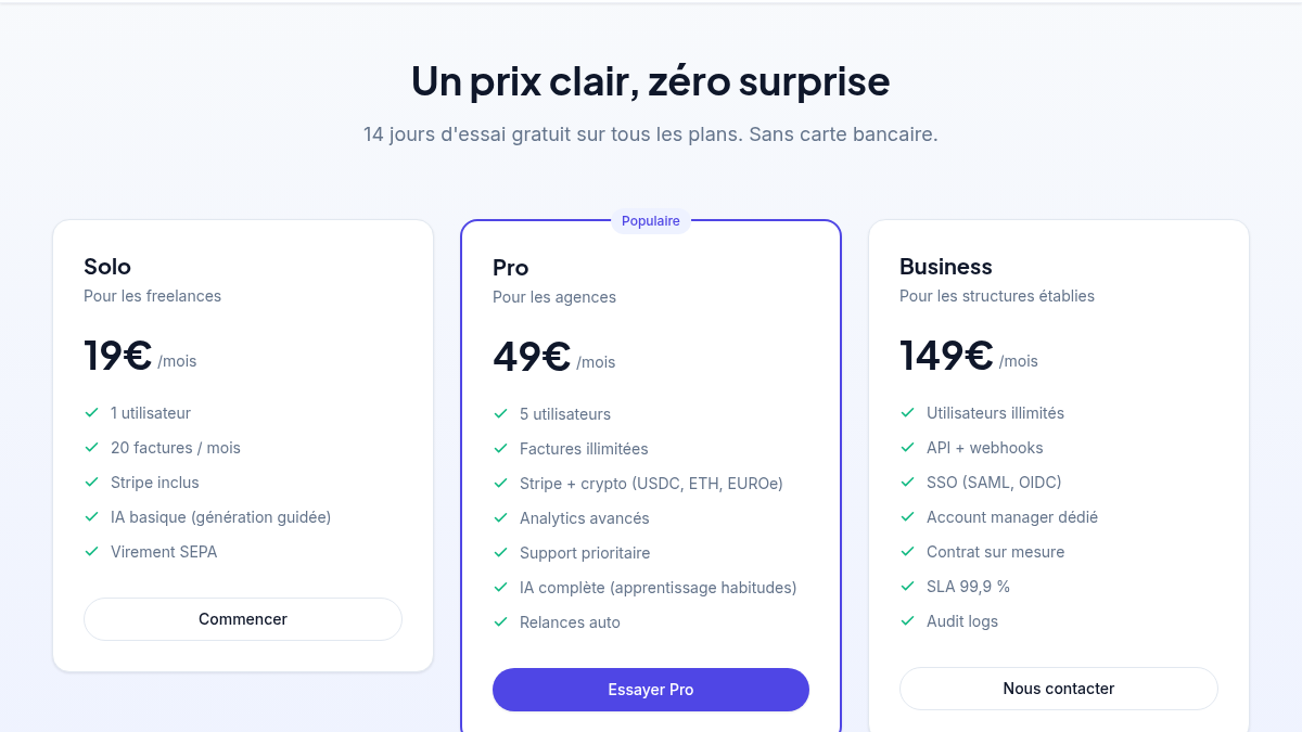 Grille tarifaire prête à convertir