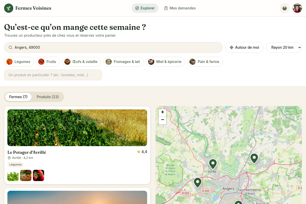 Recherche par adresse et catégorie