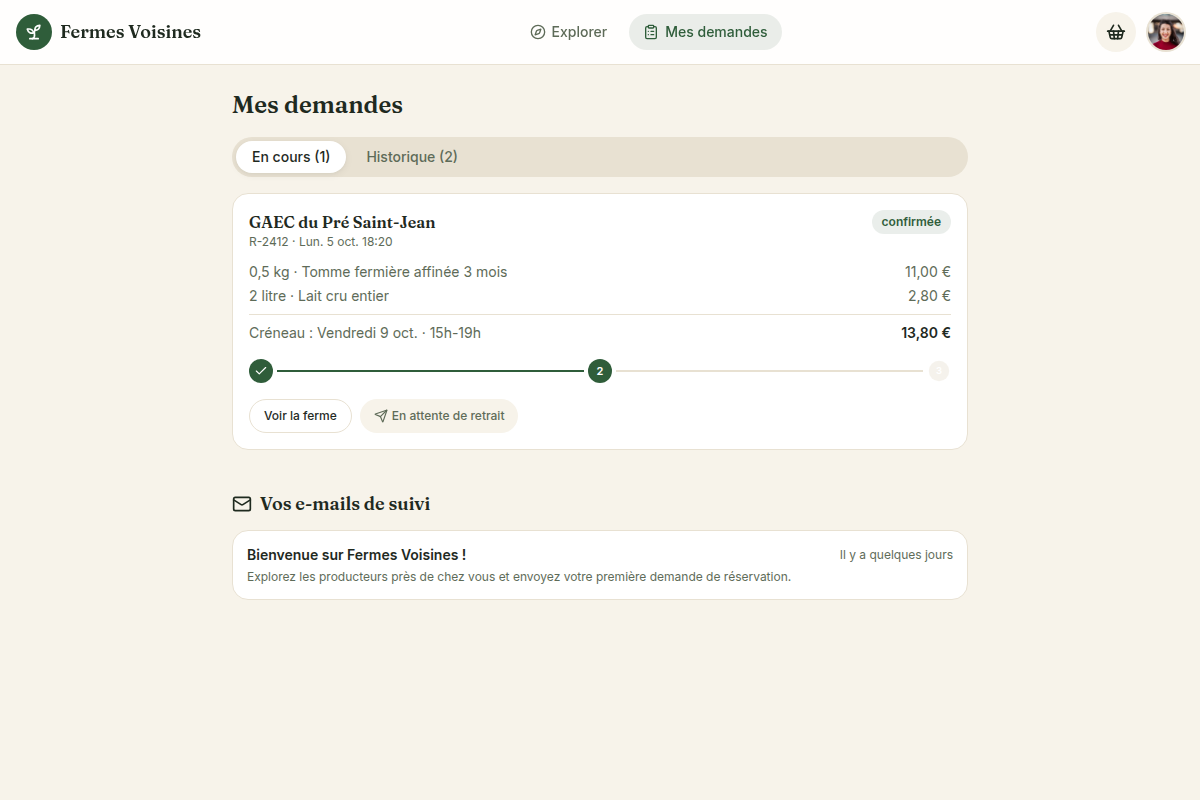 Suivi des demandes de réservation