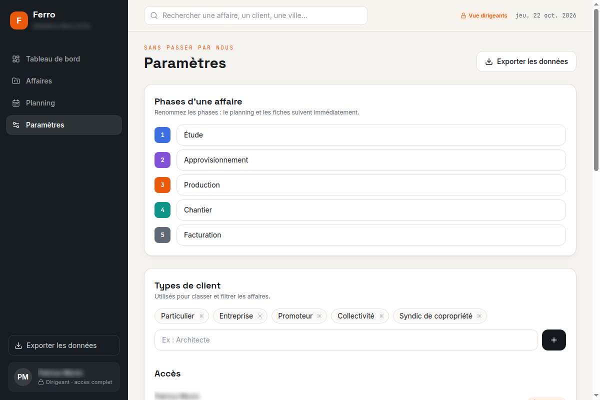 Libellés de phases et jalons configurables