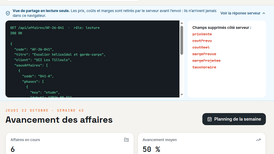 Les montants filtrés côté serveur, jamais en CSS