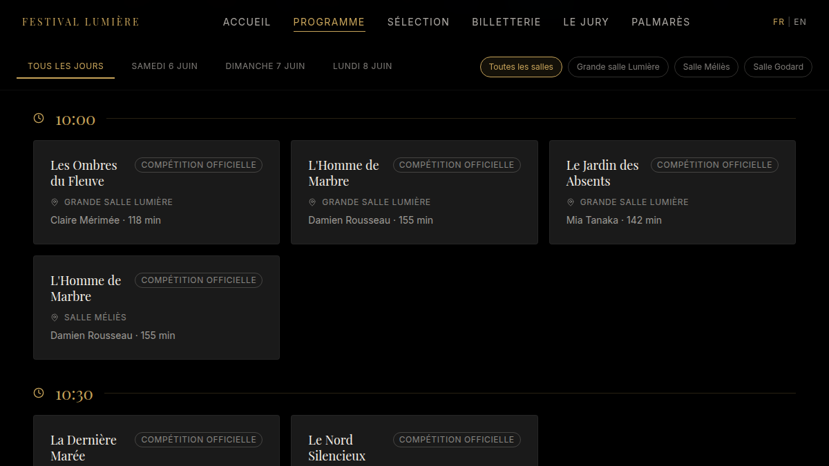 Un programme filtrable en un geste
