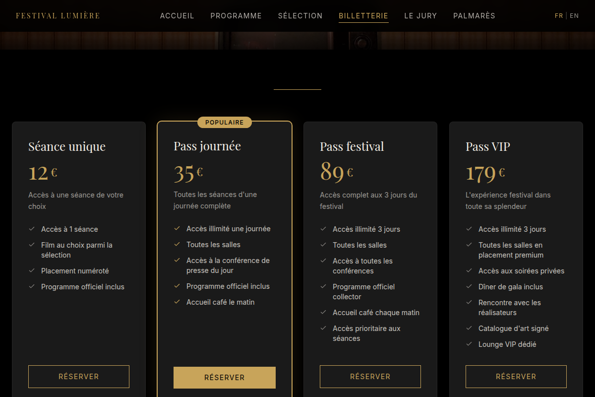 Billetterie : quatre formules de pass