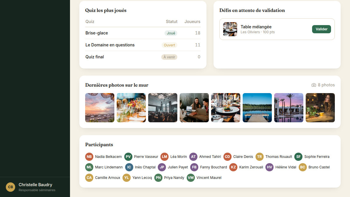 Valider un défi en un clic depuis le tableau de bord