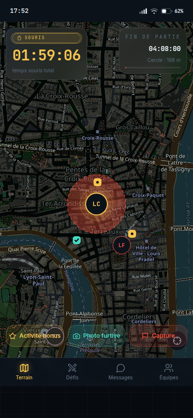 Carte temps réel et cercle de proximité