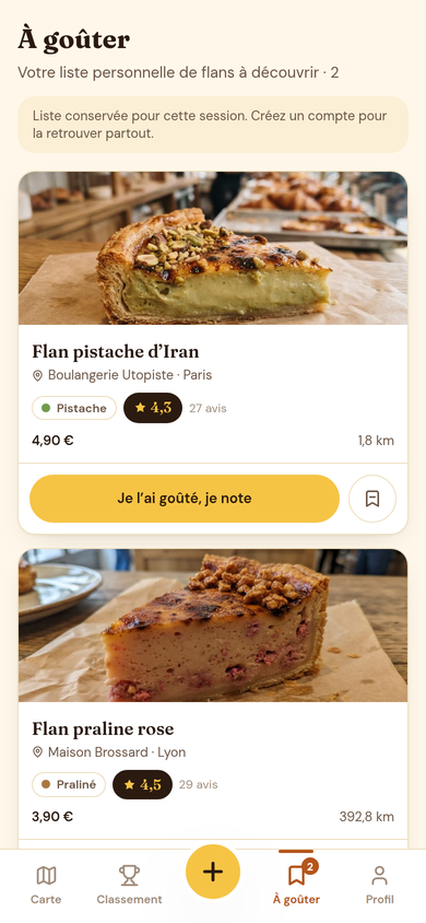 Liste « À goûter » personnelle
