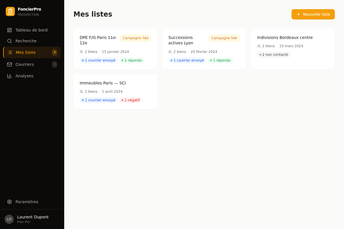 Listes de prospection liées à leurs campagnes