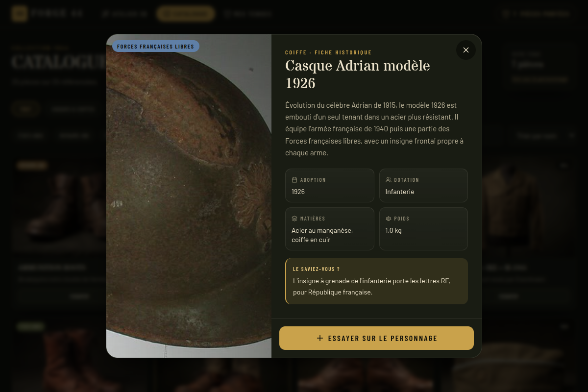 Fiche historique : casque Adrian 1926