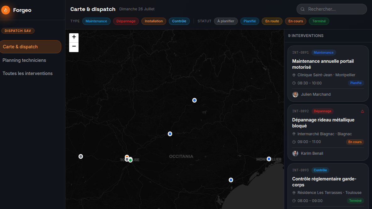 Dispatch géolocalisé en 1 clic