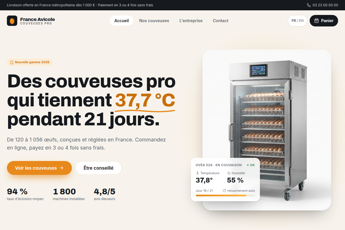 Accueil : promesse 37,7 °C et chiffres clés