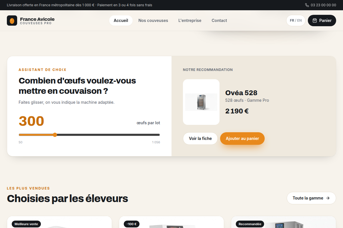 Simulateur de capacité par nombre d'œufs