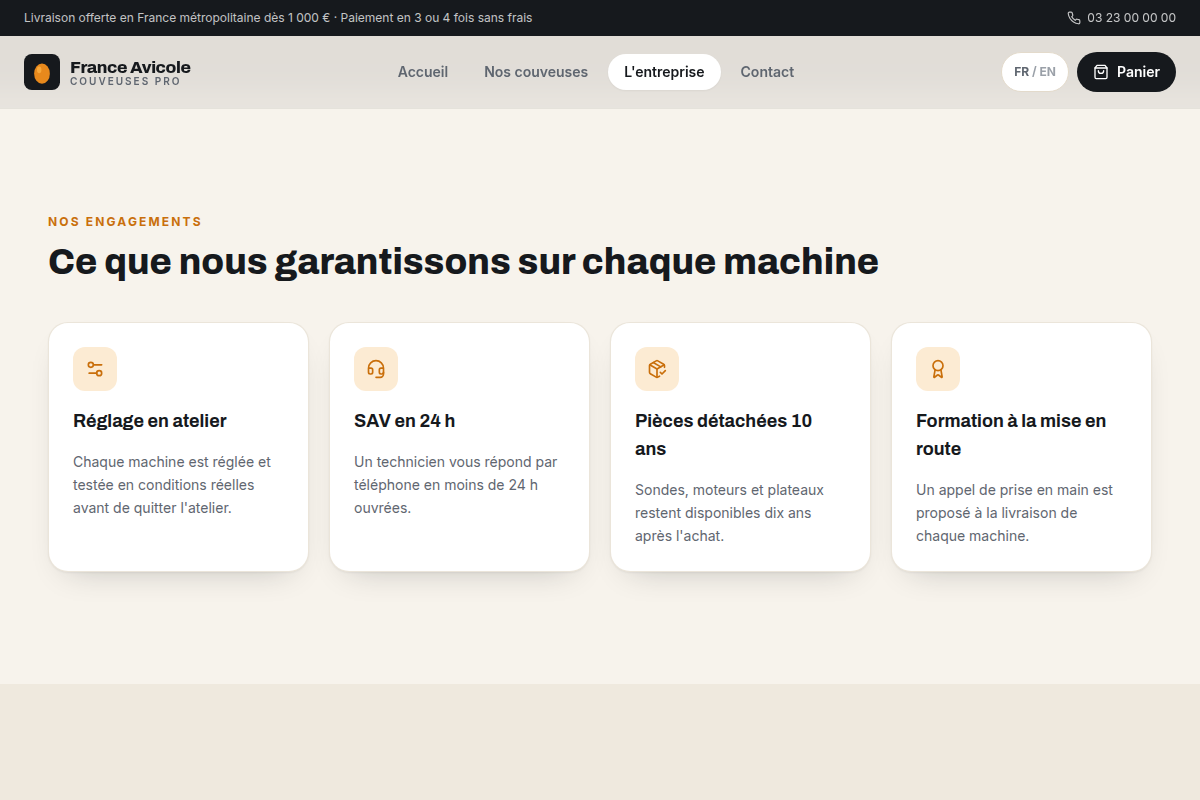 Engagements qualité sur chaque machine