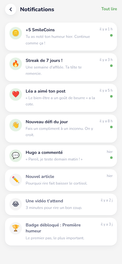 Notifications : rappels et récompenses