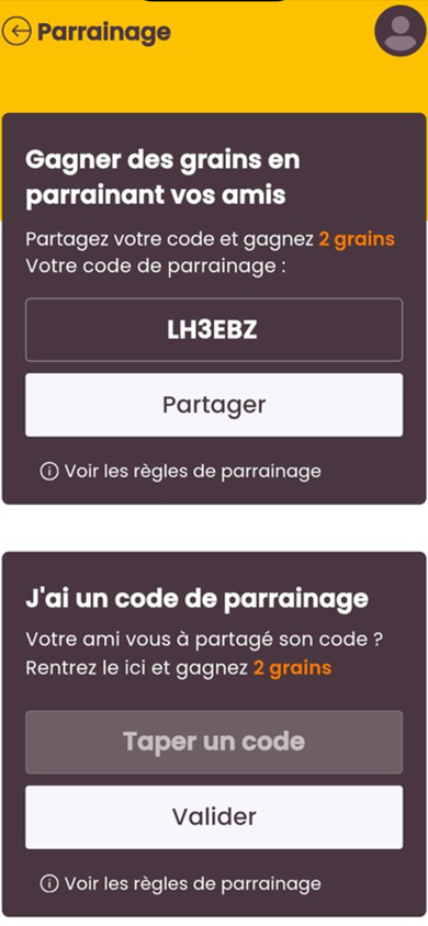 Parrainage : inviter des amis pour gagner des grains