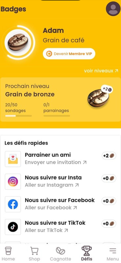 Badges et niveaux de fidélité