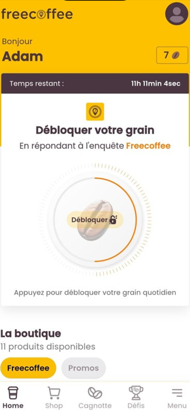 Accueil : débloquer son grain du jour