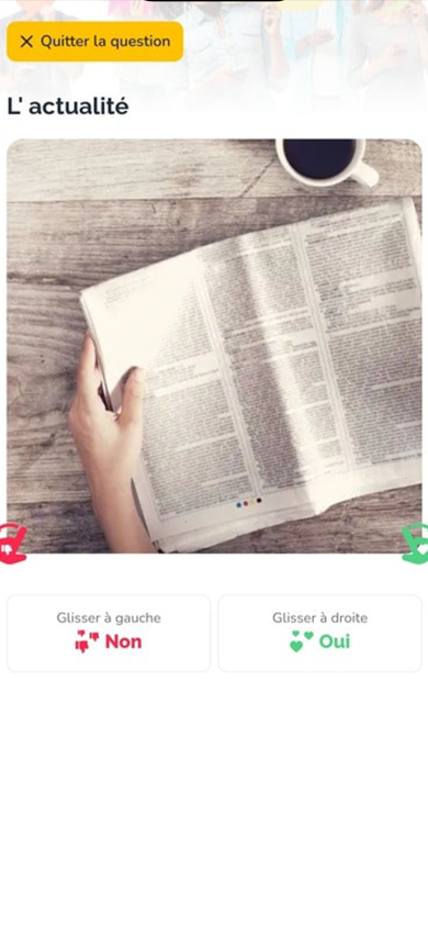 Sondage du jour : glisser pour répondre Non ou Oui