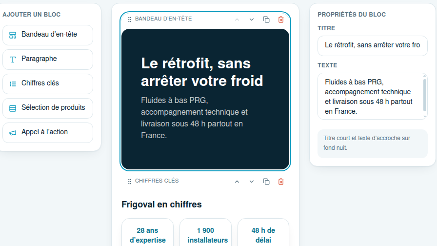 Des pages composées par le marketing, pas par un développeur