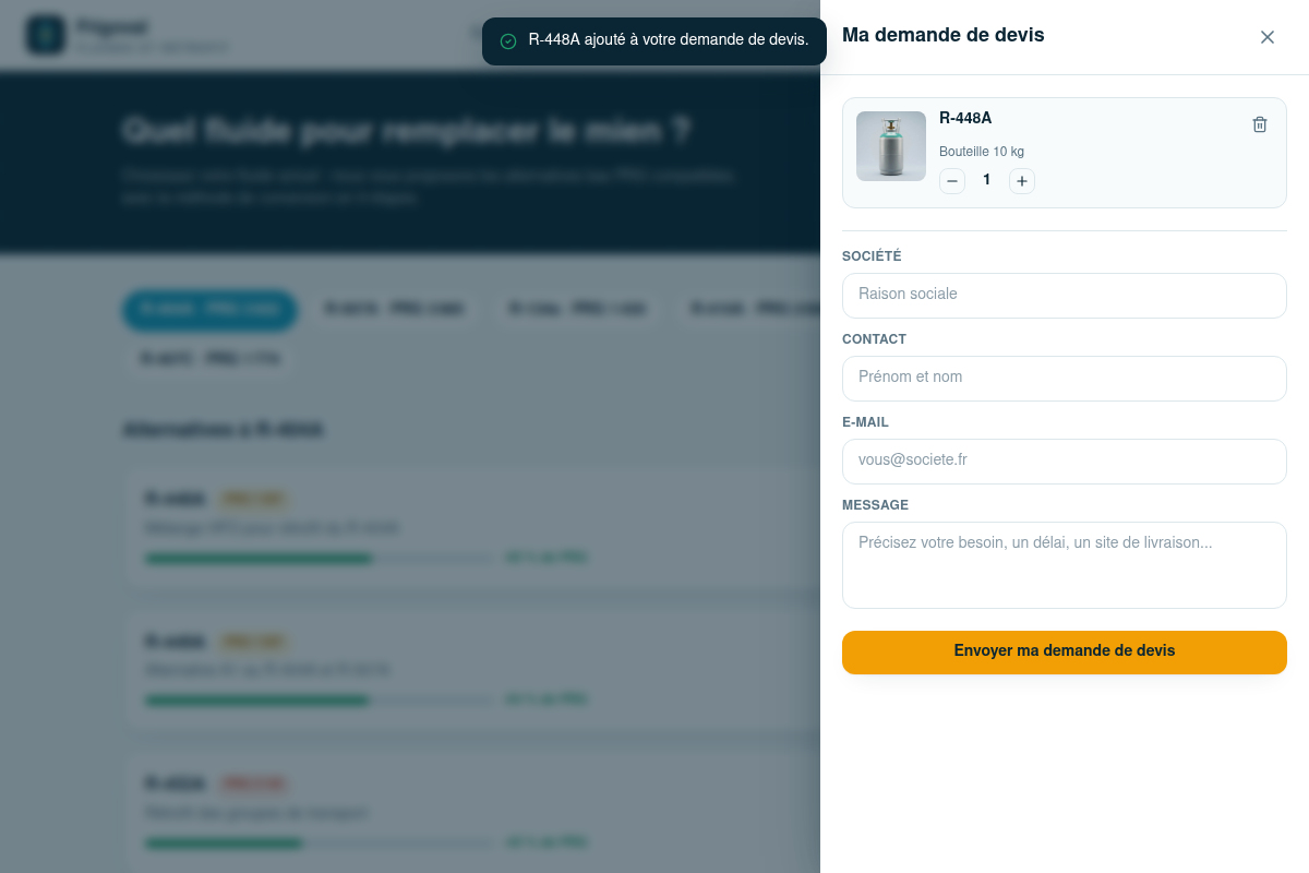 Panier de demande de devis, pas de paiement en ligne