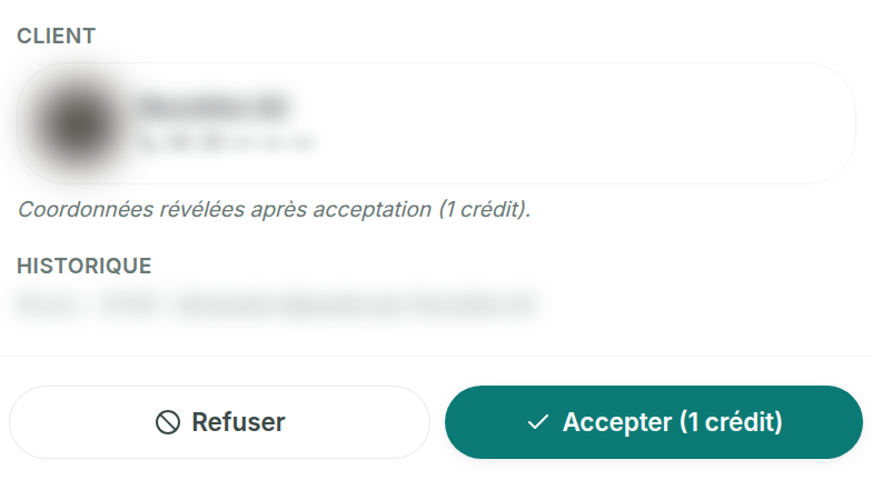 Identité du client révélée après engagement