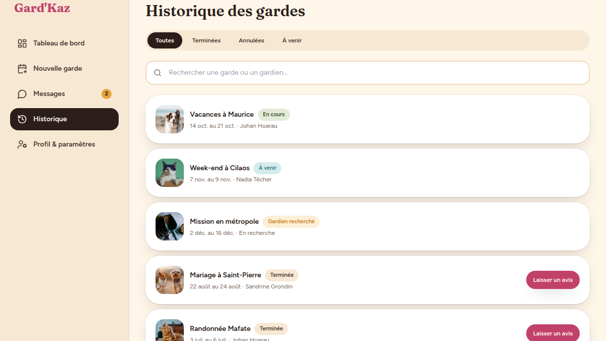 Un code couleur pour chaque statut