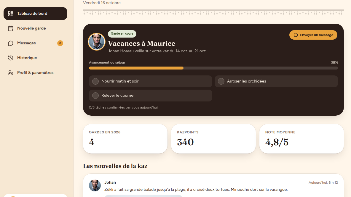 Suivi d'une garde en temps réel