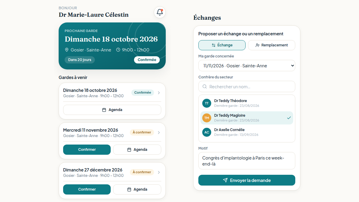 Confirmation et échange en un geste, depuis le mobile