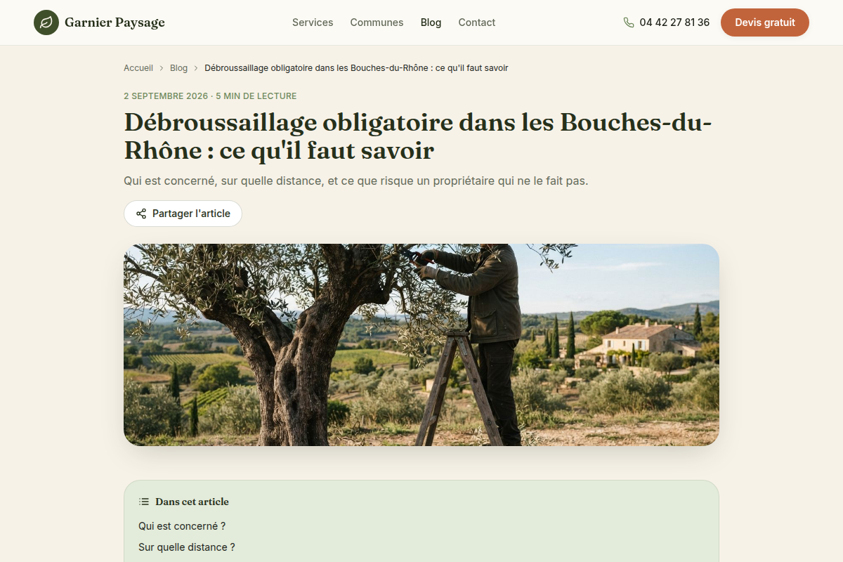 Article de blog sur le débroussaillage obligatoire