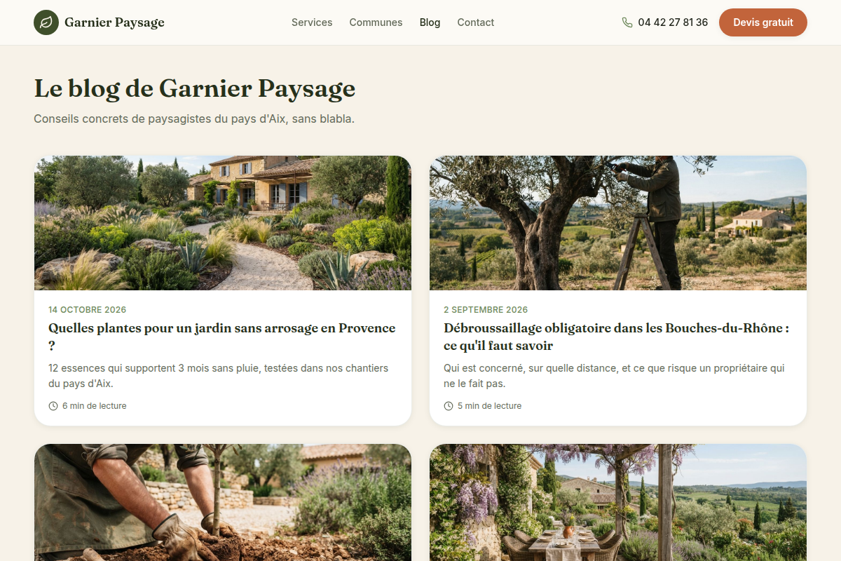 Blog avec articles SEO locaux