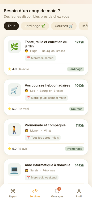 Les services rendus par les jeunes du quartier