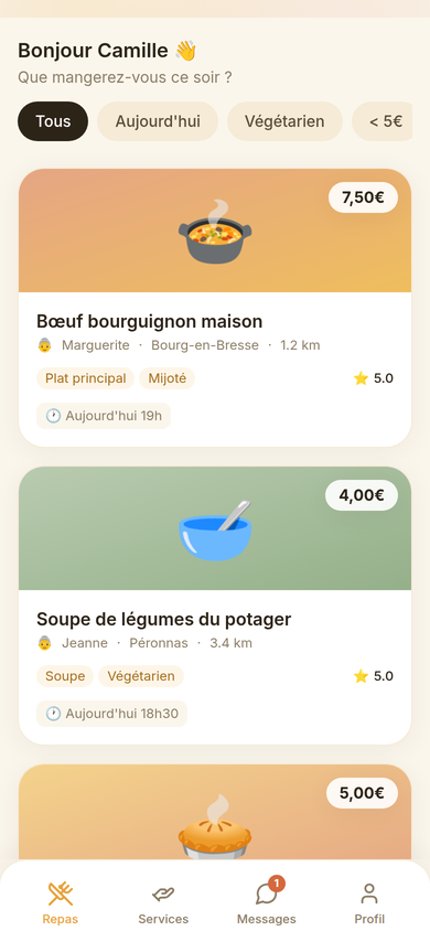 Le fil des repas faits maison près de chez soi