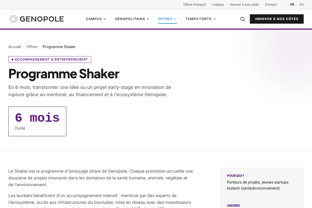 Fiche dispositif : Programme Shaker