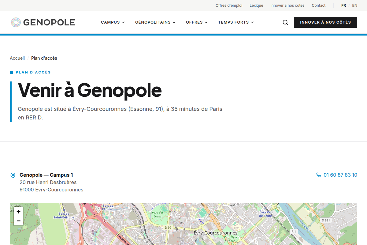 Venir à Genopole : accès et carte
